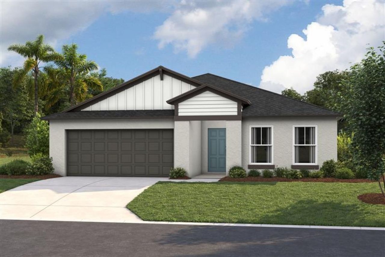 Representative exterior photo of a completed home built from the Esperanza by Casa Fresca Homes in Crosswinds, Haines City, FL (Image 2). Representative exterior photo of a completed home built from the Esperanza by Casa Fresca Homes in Crosswinds, Haines City, FL (Image 2).