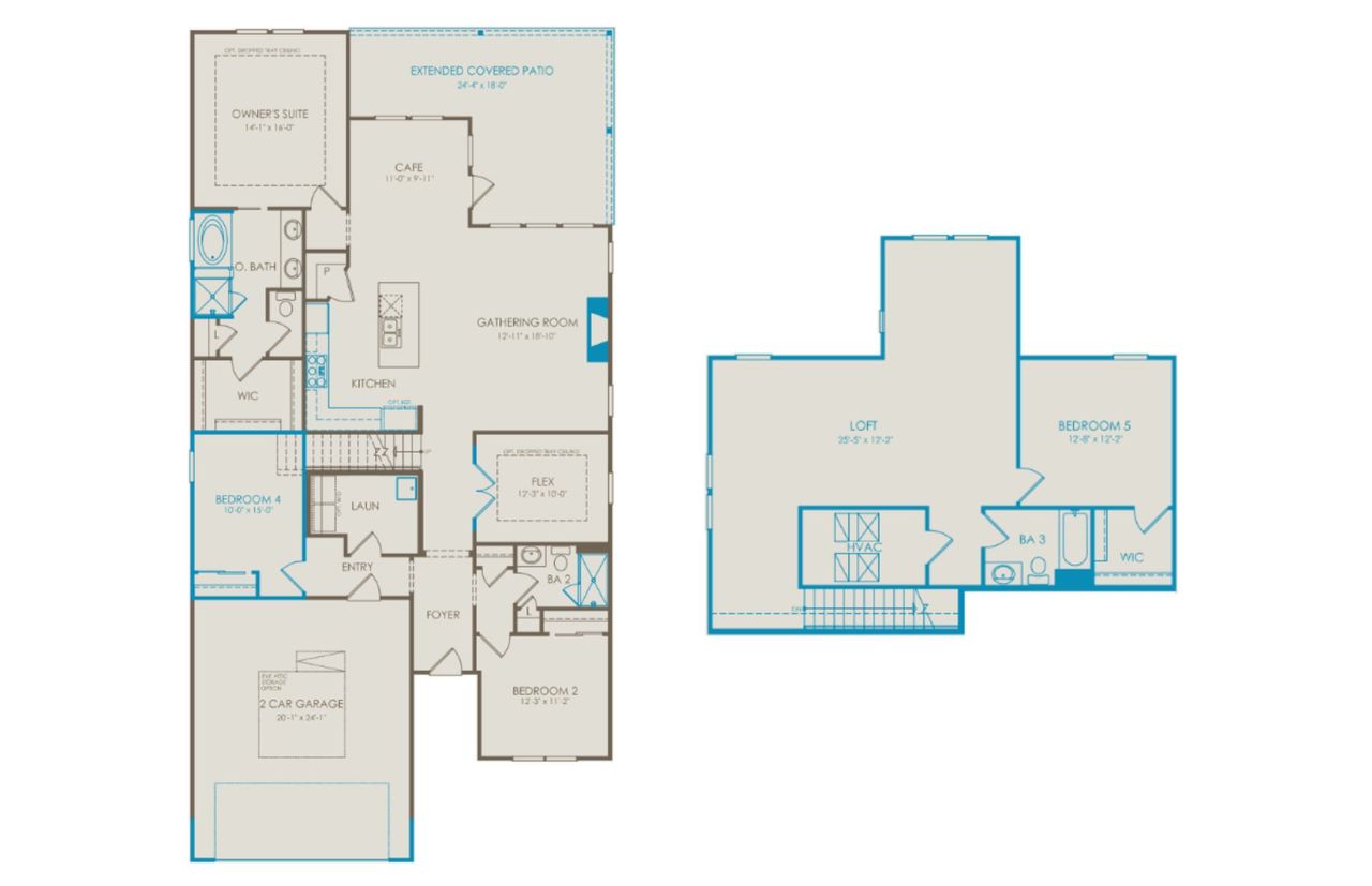 2D floor plan layout of this home in Del Webb Southern Harmony, Murfreesboro, TN (Image 2).