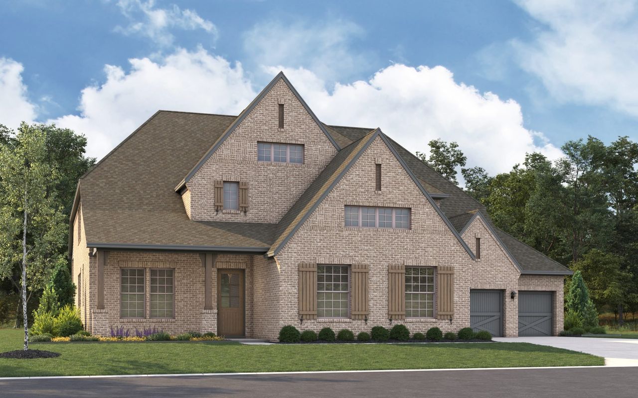 Representative exterior photo of a completed home built from the 6032 by Tradition Homes in Mustang Lakes, McKinney, TX (Image 2).