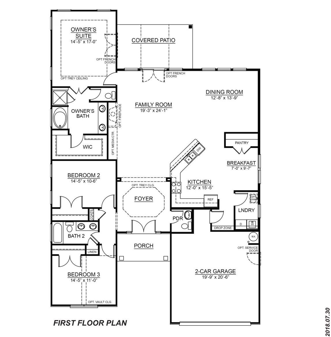 2D floor plan layout for the Coastal by D.R. Horton in Sanctuary at Southgate, Indian Trail, NC (Image 2).
