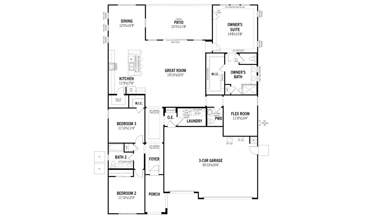 2D floor plan layout of this home in White Tank Vistas, Waddell, AZ (Image 2).