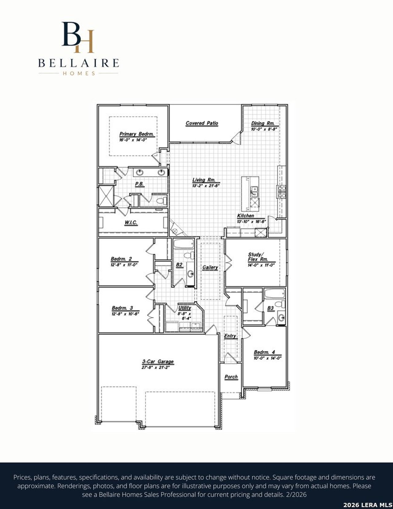 2D floor plan layout of this home in Buffalo Crossing, Cibolo, TX (Image 2).