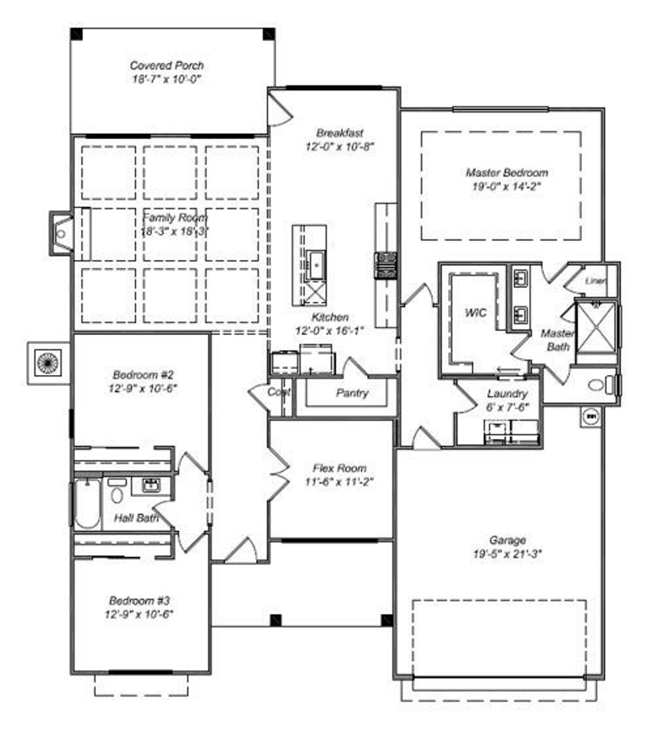 2D floor plan layout of this home in Brighton Park, Mount Pleasant, NC (Image 2).