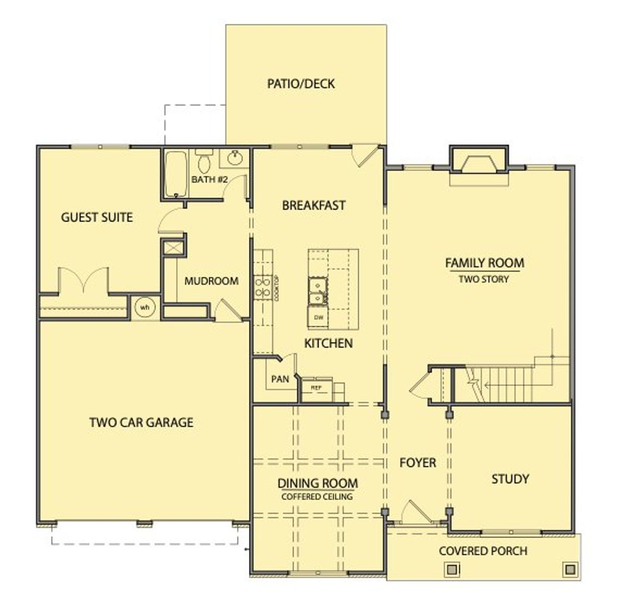 2D floor plan layout for the Reynold by Kerley Family Homes in Springside Reserve, Powder Springs, GA (Image 2).