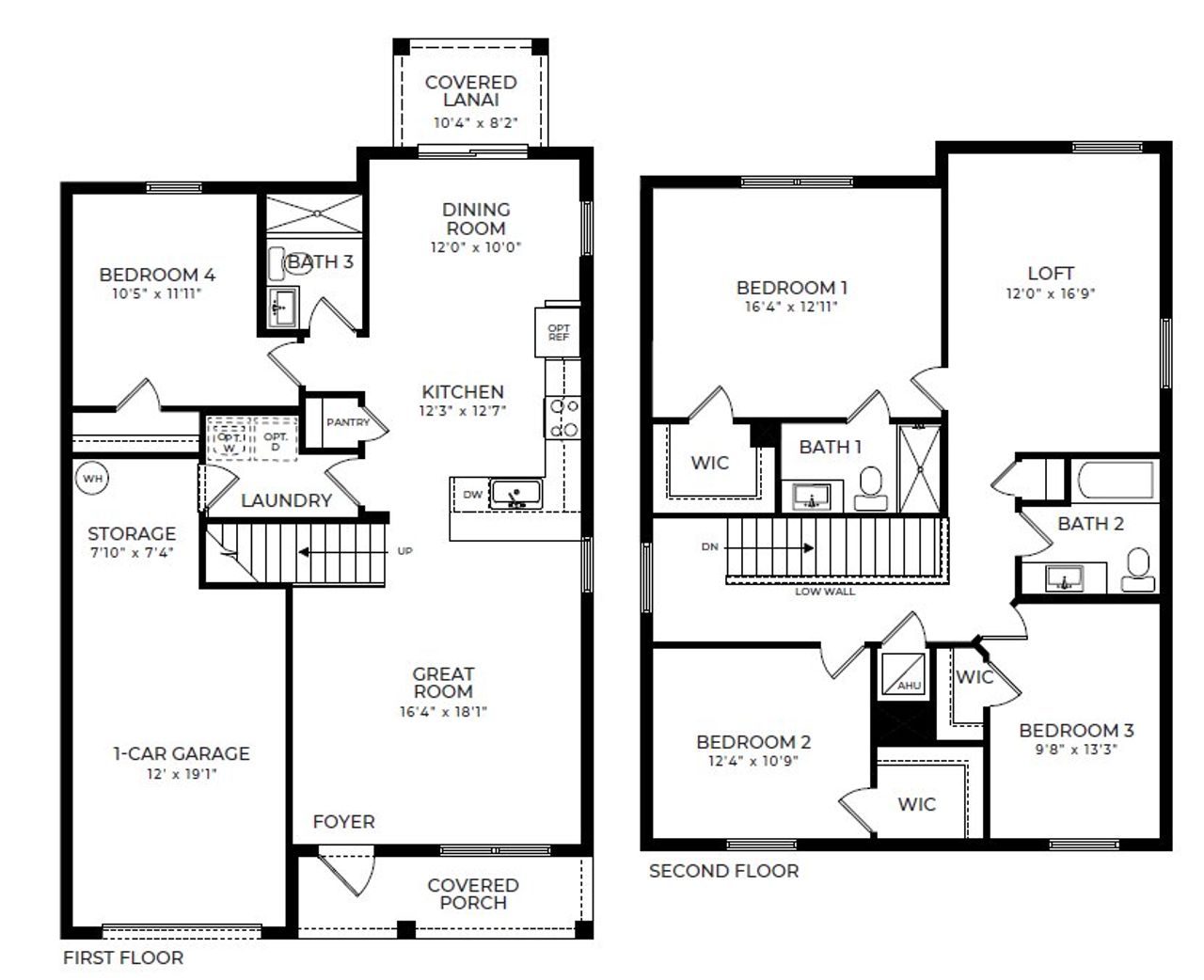 2D floor plan layout for the Sapole by D.R. Horton in Hunters Manor, Pompano Beach, FL (Image 2).