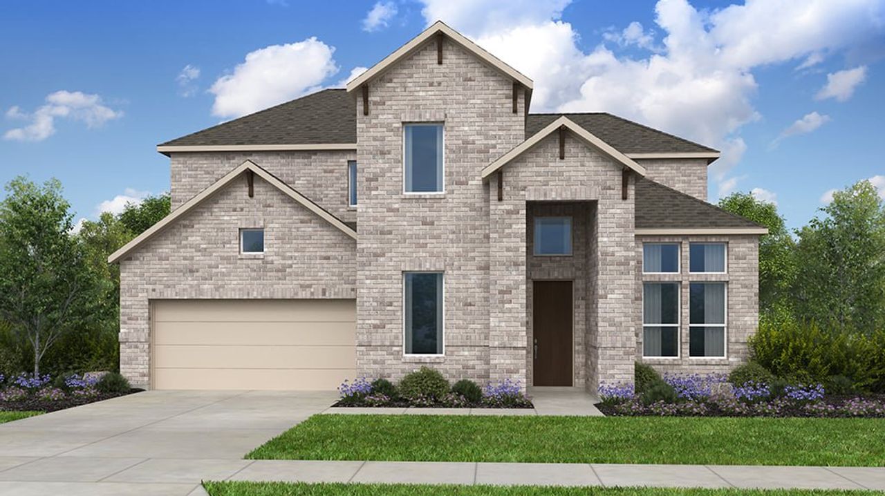 Representative exterior photo of a completed home built from the McNeil by Taylor Morrison in Santa Rita Ranch, Liberty Hill, TX (Image 2). Representative exterior photo of a completed home built from the McNeil by Taylor Morrison in Santa Rita Ranch, Liberty Hill, TX (Image 2).
