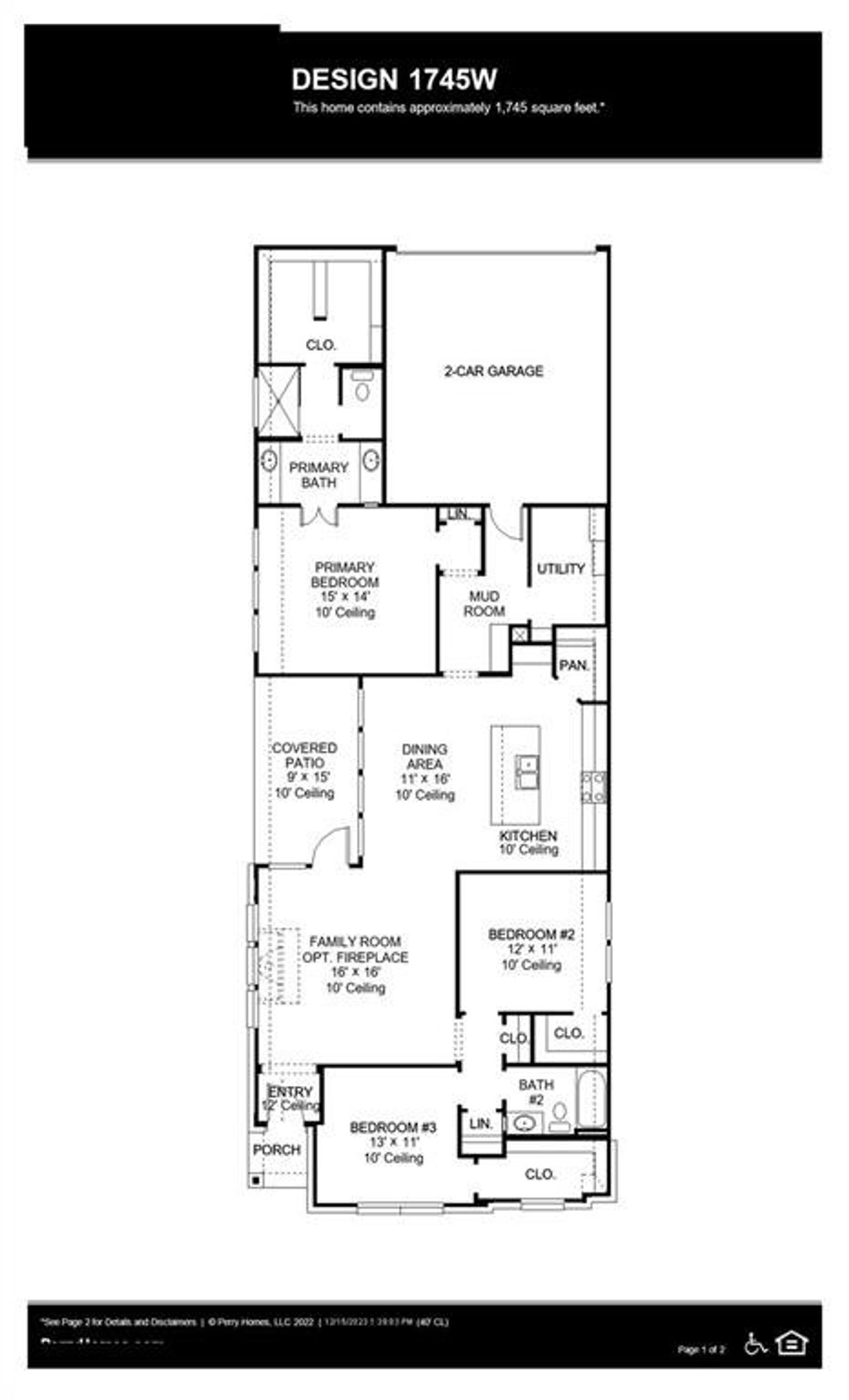 2D floor plan layout of this home in Avondale 40', Fate, TX (Image 2).