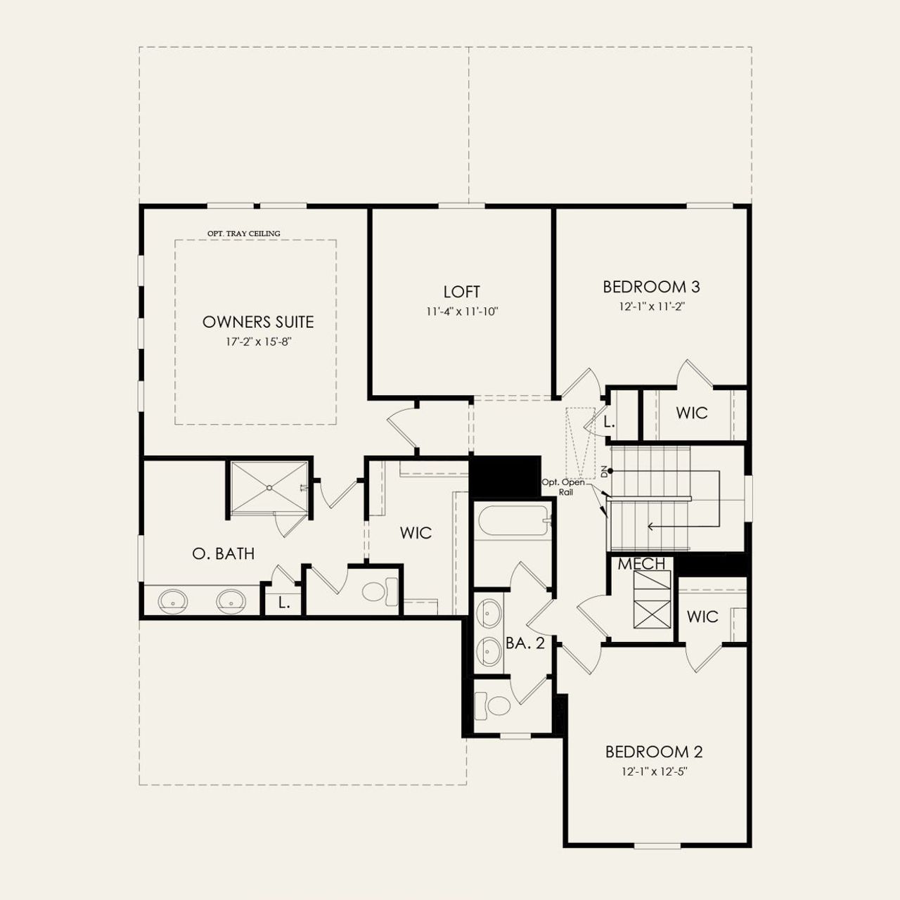 2D floor plan layout for the Collier by John Wieland in Treymor, Mount Juliet, TN (Image 2).