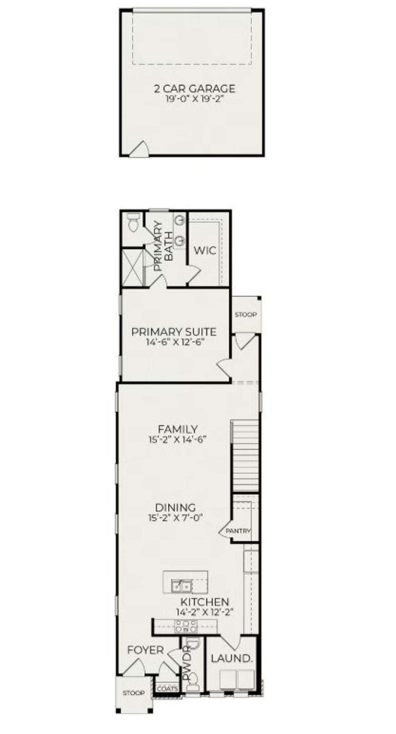 2D floor plan layout for the Onyx B by Homes by Dickerson in NoVi Chatham Park, Pittsboro, NC (Image 2). 2D floor plan layout for the Onyx B by Homes by Dickerson in NoVi Chatham Park, Pittsboro, NC (Image 2).