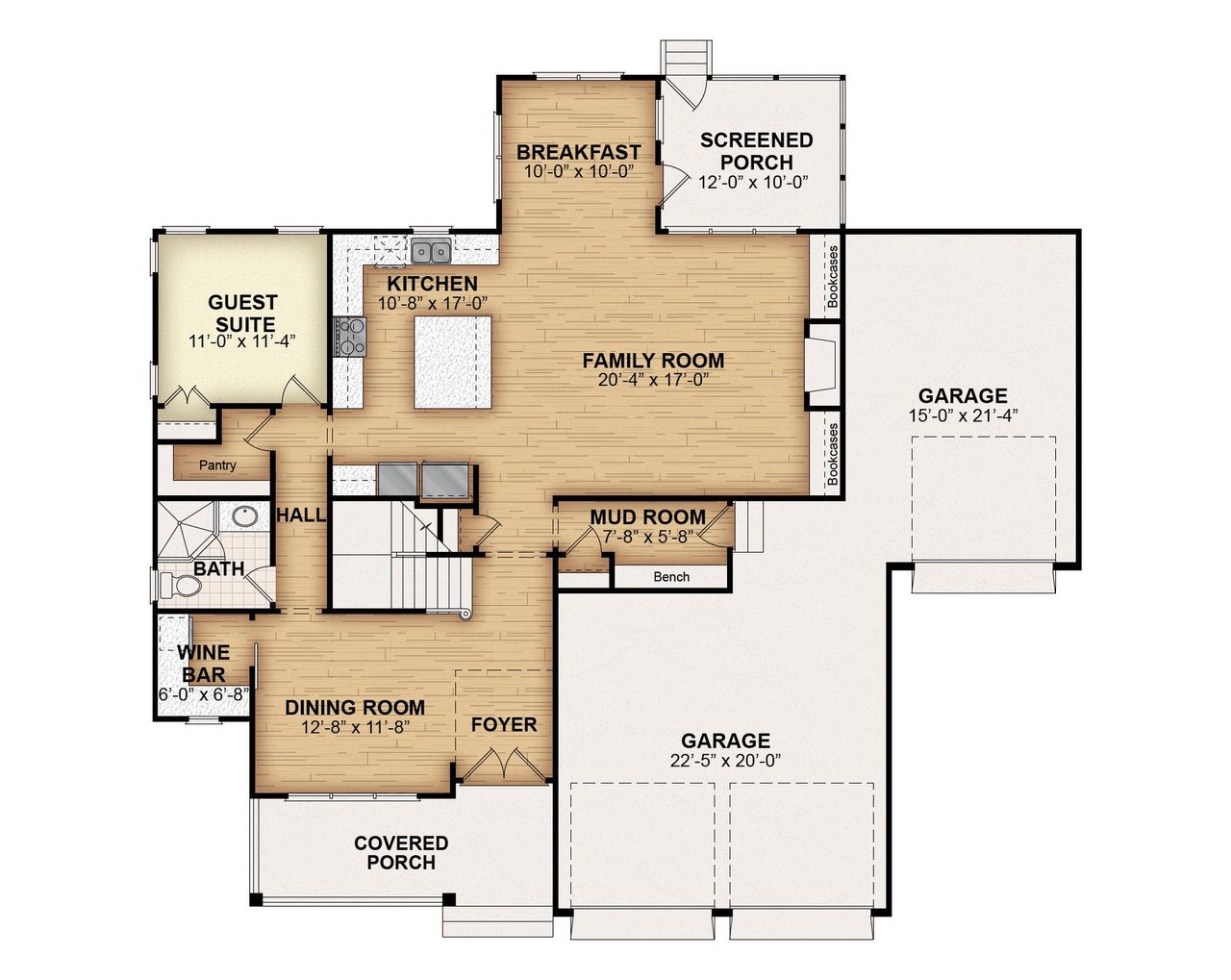 2D floor plan layout for the Jasper II by Gemstone Homes in Calvins Mill, Youngsville, NC (Image 2).