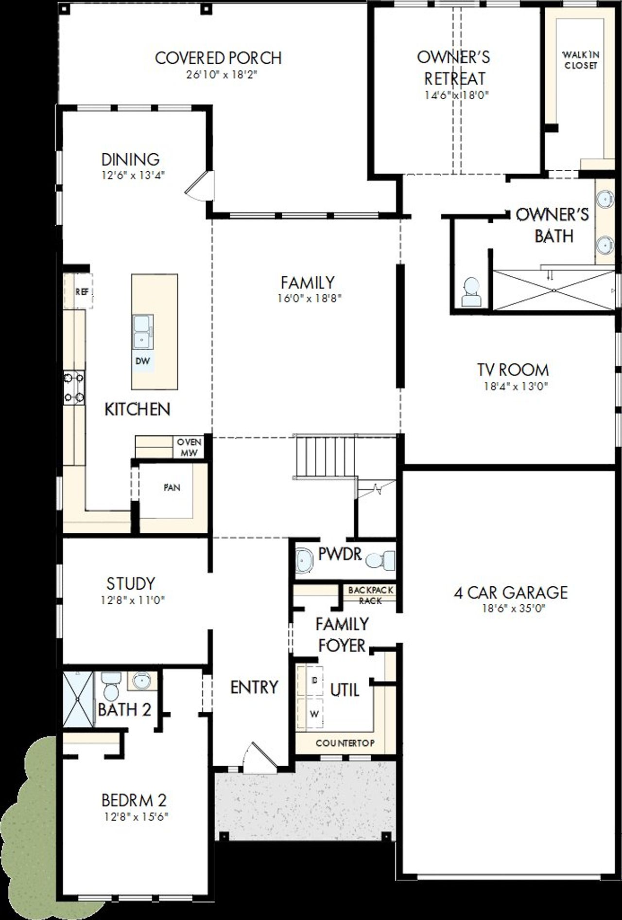 2D floor plan layout of this home in Windsong - Legacy Series, Boerne, TX (Image 2).