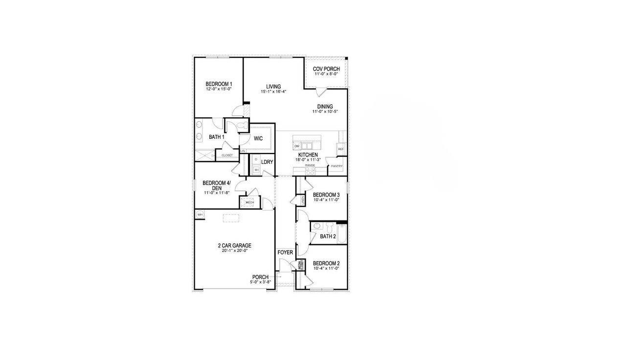 2D floor plan layout of this home in Bailey Park, Fayetteville, TN (Image 2).