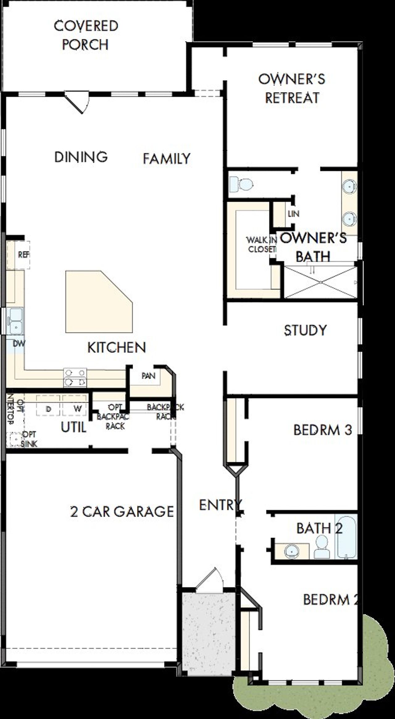 2D floor plan layout of this home in Hidden Springs - The Village Collection, Smyrna, TN (Image 2).