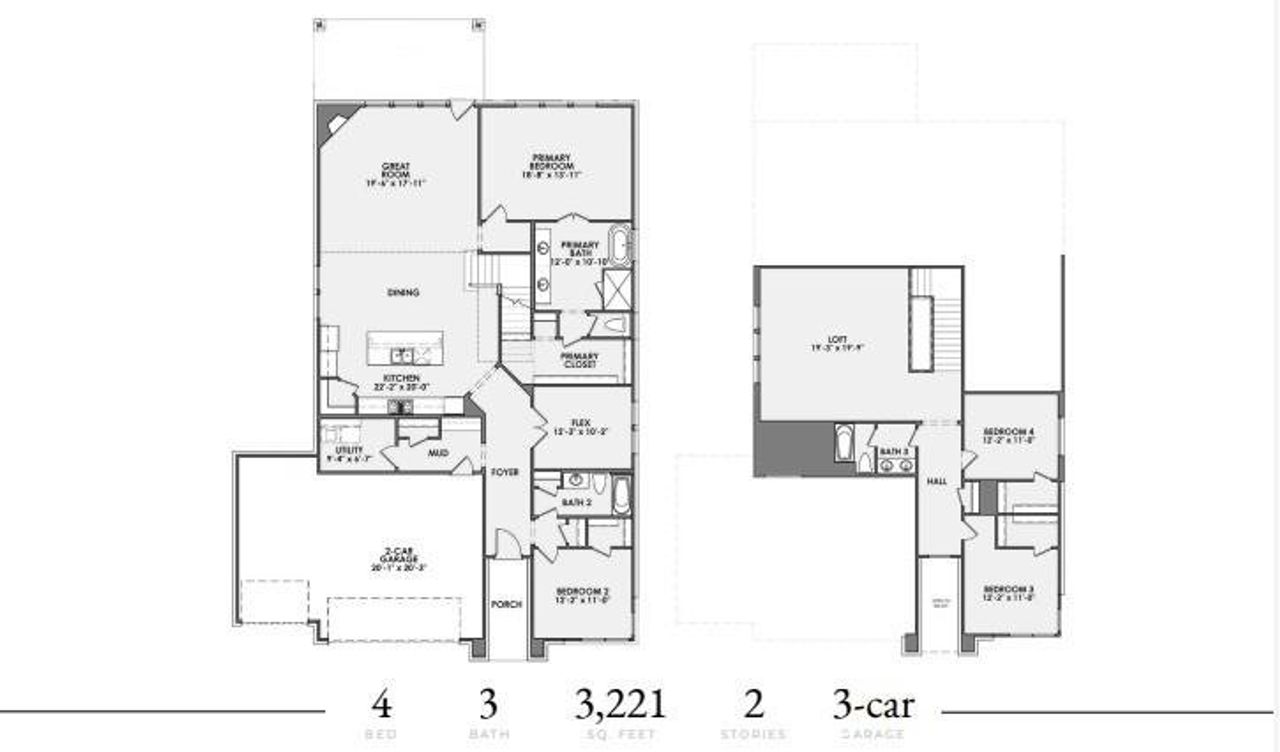 2D floor plan layout of this home in Pecan Grove, Burleson, TX (Image 2).