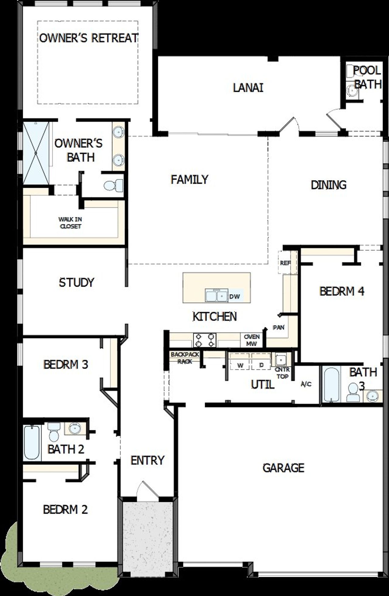 2D floor plan layout of this home in Chapel Crossings – Classic Series, Wesley Chapel, FL (Image 2). 2D floor plan layout of this home in Chapel Crossings – Classic Series, Wesley Chapel, FL (Image 2).