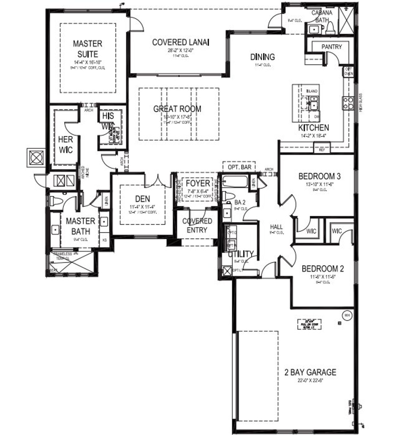 2D floor plan layout for the Talbot by GHO Homes in Bent Pine Preserve, Vero Beach, FL (Image 2).