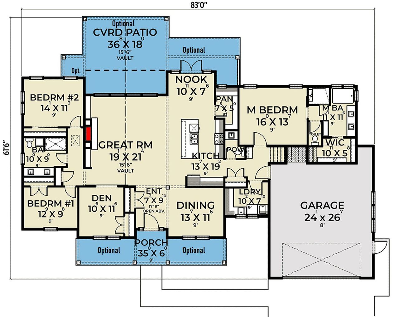 2D floor plan layout for the The Pine by Remington Custom Homes in Bella Crossing, Benbrook, TX (Image 2).