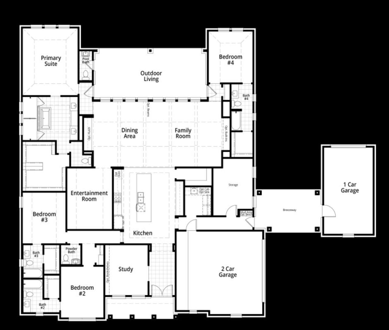 2D floor plan layout for the BarlettaGR by Highland Homes in Estates at Bristol Valley, Heath, TX (Image 2).