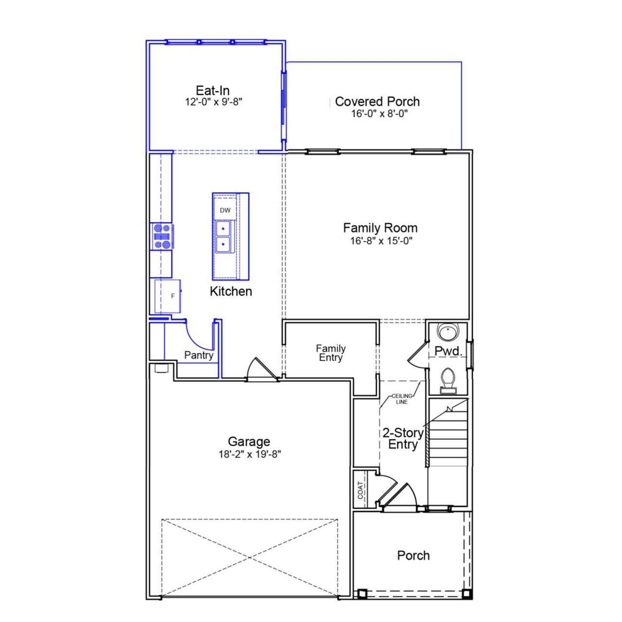 2D floor plan layout of this home in Renaissance at White Oak, Garner, NC (Image 2).