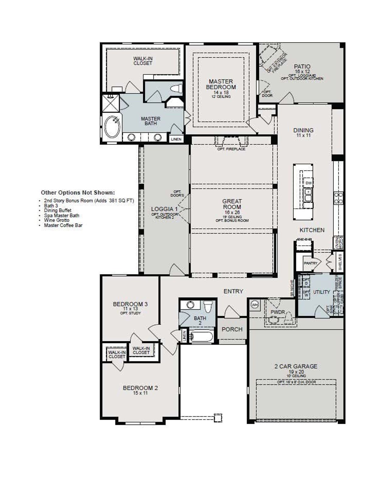 2D floor plan layout for the Arezzo by Sitterle Homes in Fulshear Lakes Gardens, Fulshear, TX (Image 2). 2D floor plan layout for the Arezzo by Sitterle Homes in Fulshear Lakes Gardens, Fulshear, TX (Image 2).