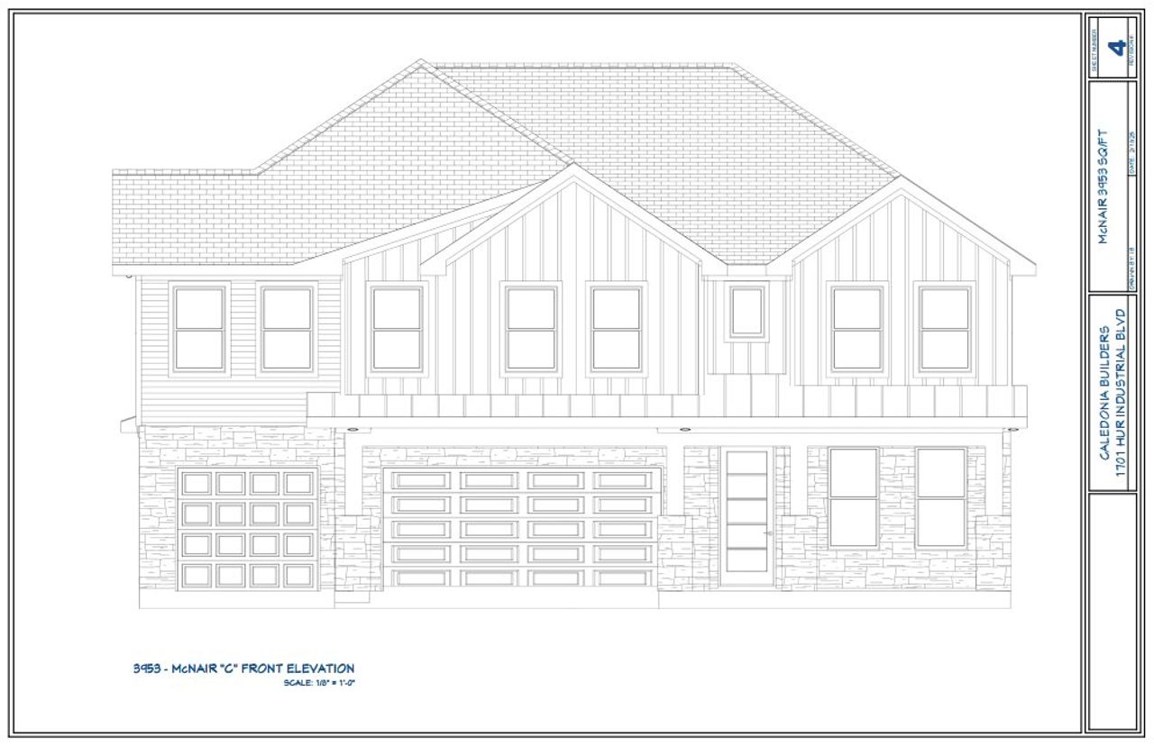 Representative rendering of the exterior for the The McNair by Caledonia Builders (Image 2).