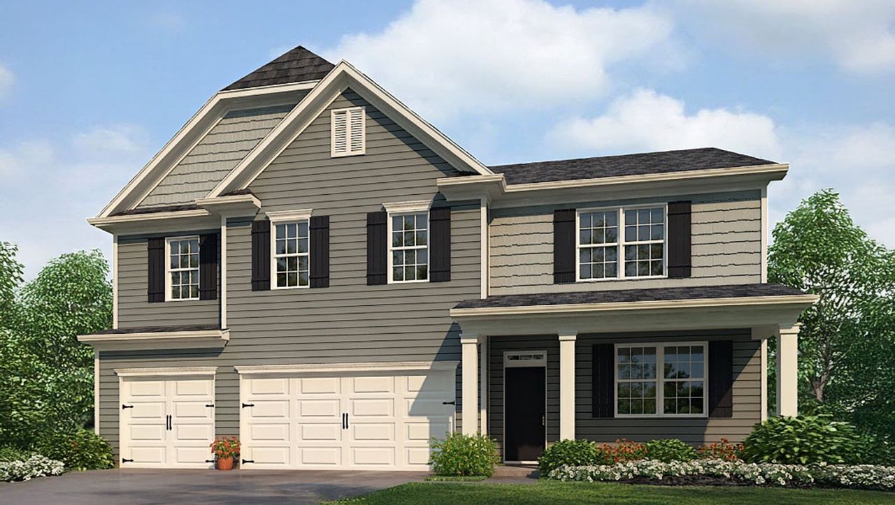 Representative exterior photo of a completed home built from the Mansfield by D.R. Horton in Grandview at Lanier, Dawsonville, GA (Image 2).