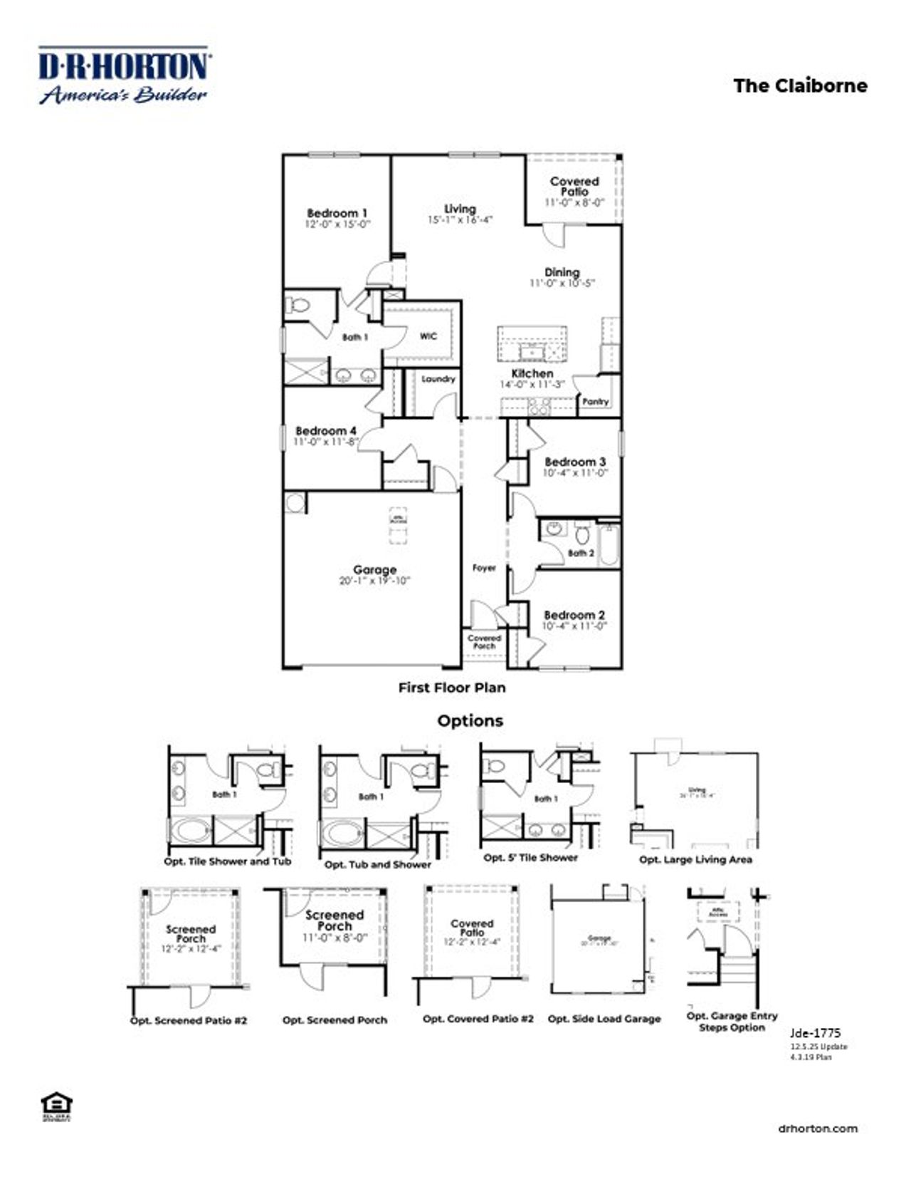 2D floor plan layout for the Claiborne by D.R. Horton in The Forest at Black Bear, Longs, SC (Image 2). 2D floor plan layout for the Claiborne by D.R. Horton in The Forest at Black Bear, Longs, SC (Image 2).