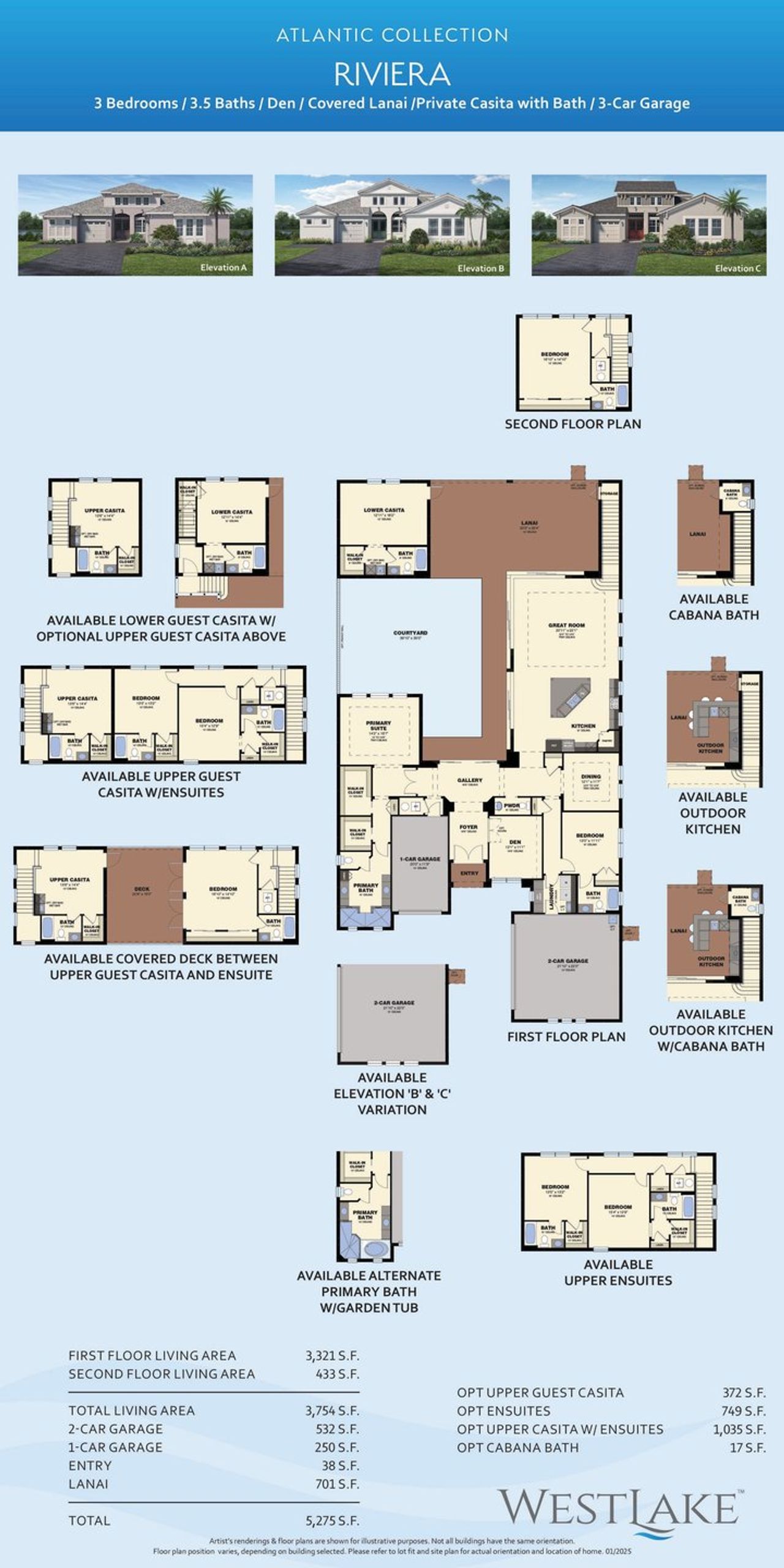 2D floor plan layout for the Riviera by Minto Communities in Westlake, Westlake, FL (Image 2).