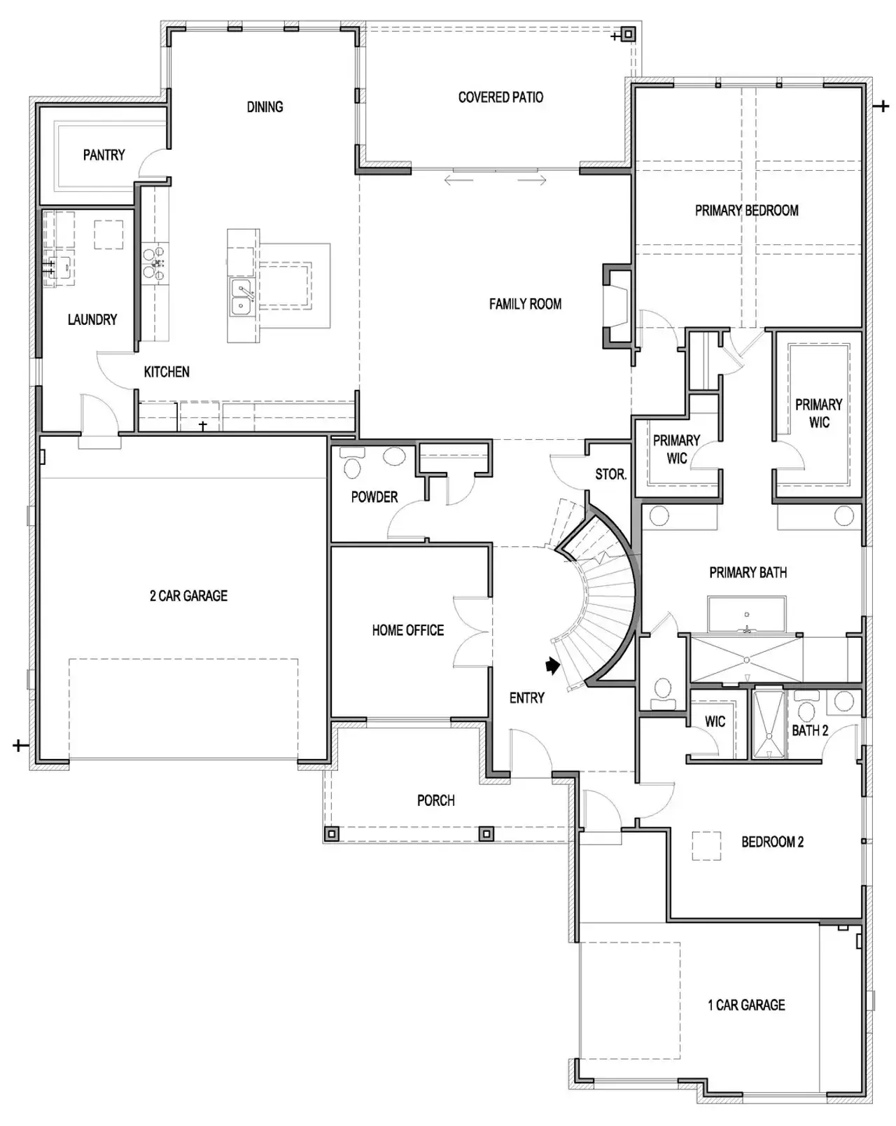 2D floor plan layout of this home in Santa Rita Ranch, Liberty Hill, TX (Image 2).