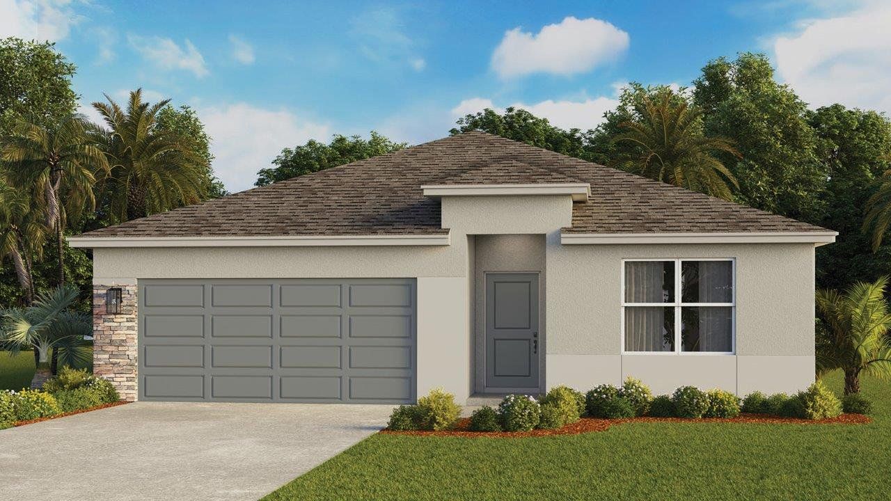 Representative exterior photo of a completed home built from the Cali Modern by D.R. Horton in Boulevard Oaks, Lady Lake, FL (Image 2).