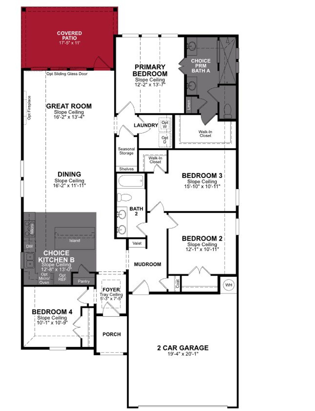 2D floor plan layout of this home in Parklands Estates, Schertz, TX (Image 2).