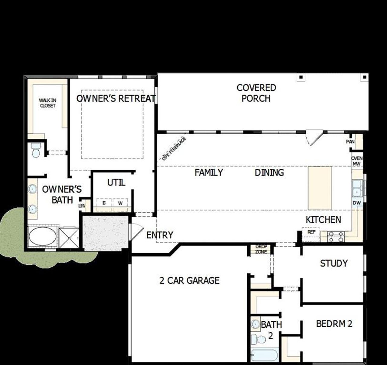 2D floor plan layout of this home in Elements at Viridian - Garden Series, Arlington, TX (Image 2). 2D floor plan layout of this home in Elements at Viridian - Garden Series, Arlington, TX (Image 2).