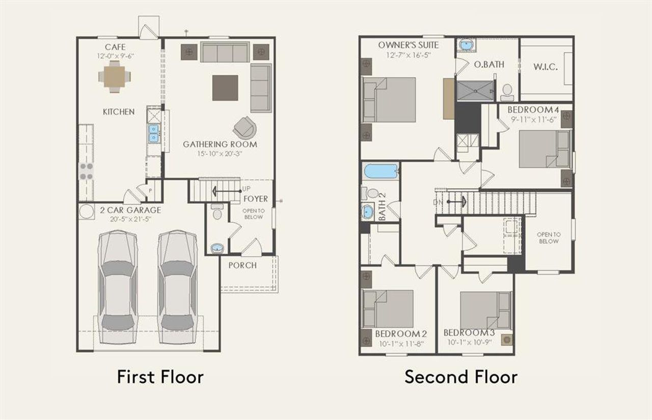 2D floor plan layout of this home in Ashford Crossing, Lowry Crossing, TX (Image 2).