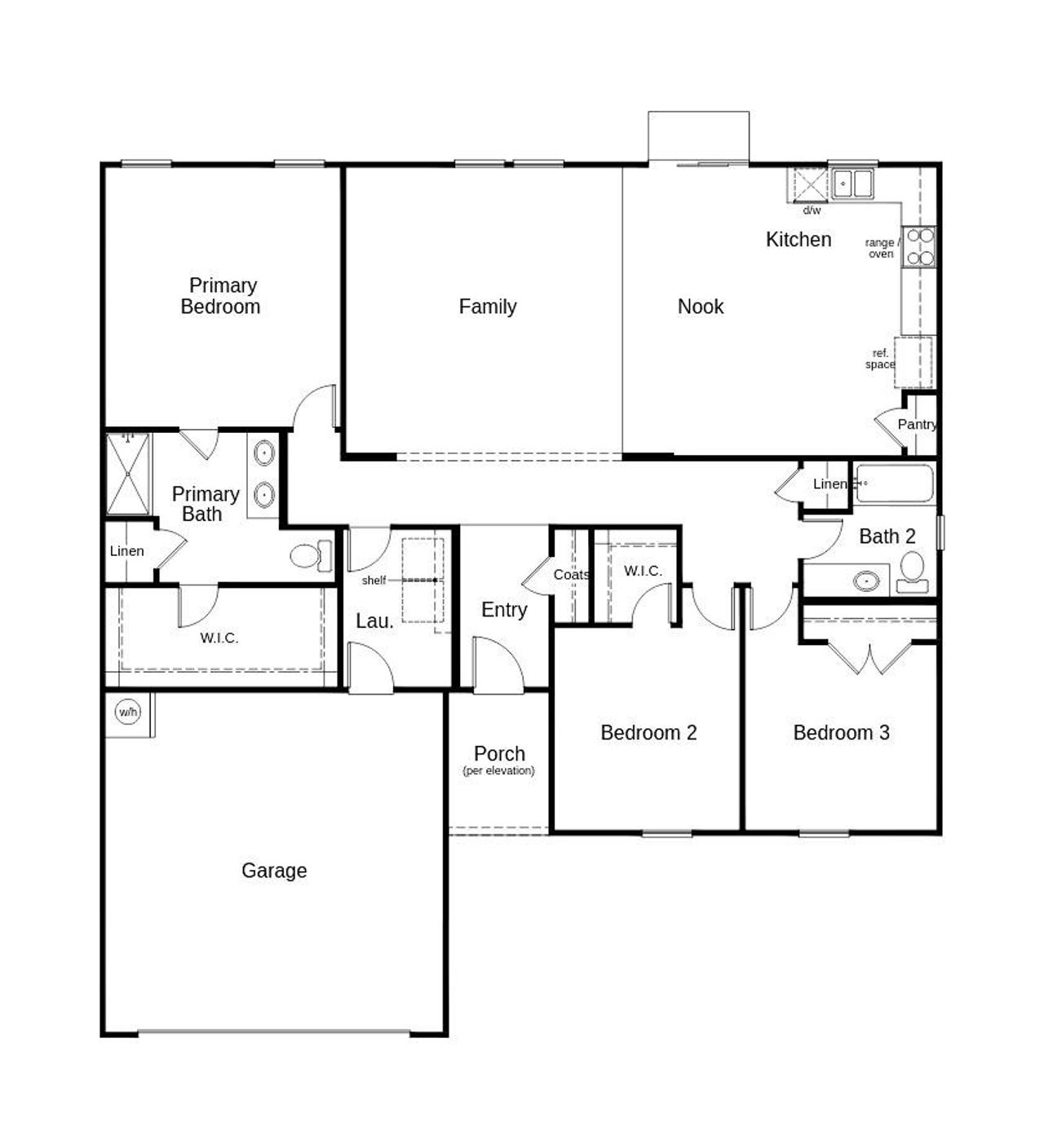 2D floor plan layout of this home in Elyse Meadows, Lillington, NC (Image 2).