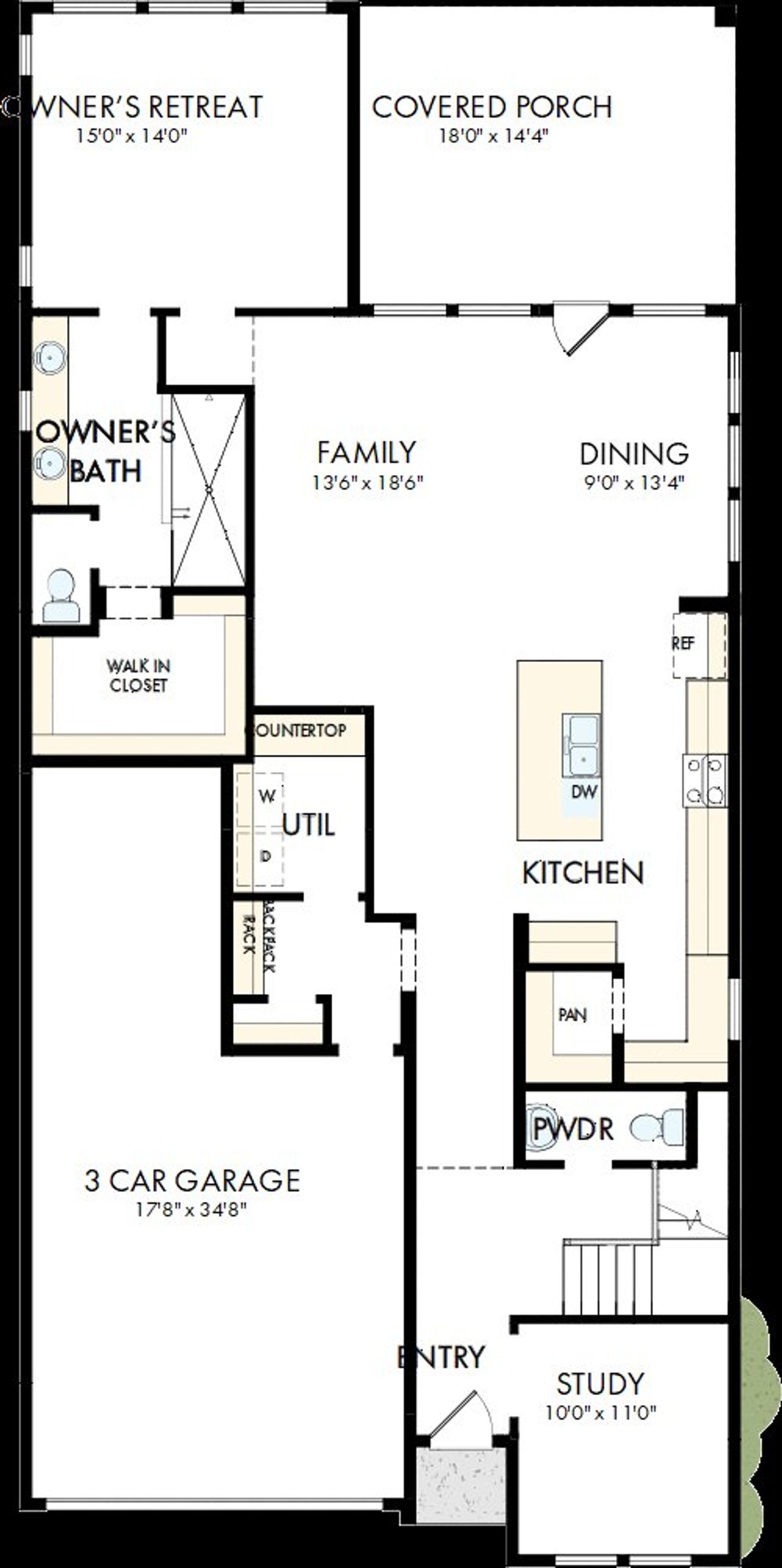 2D floor plan layout of this home in Flora, Hutto, TX (Image 2).