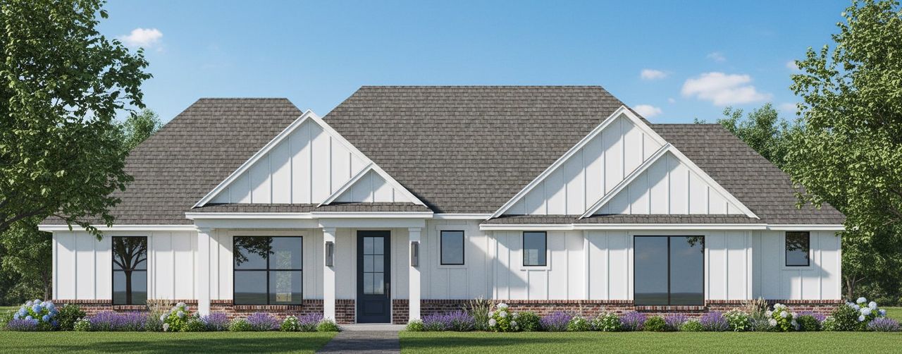 Representative exterior photo of a completed home built from the The Marigold by Kenmark Homes in Zion Valley, Poolville, TX (Image 2).
