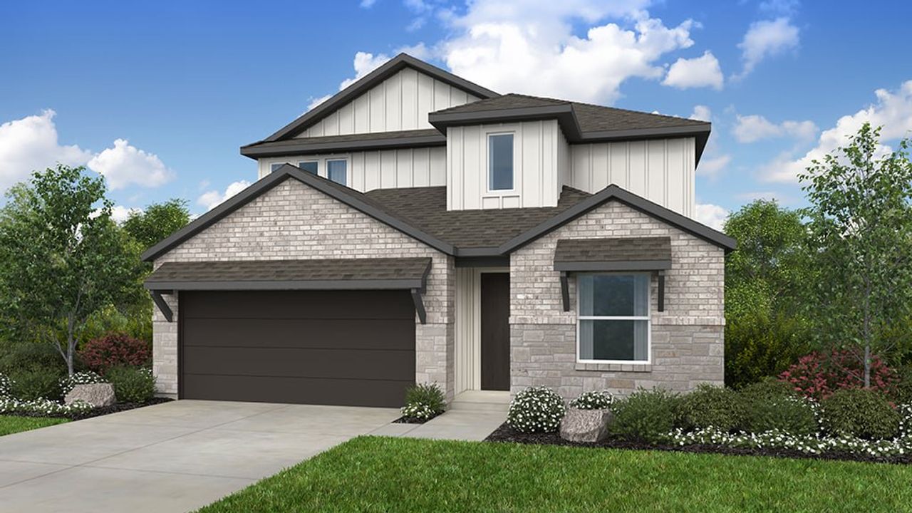 Representative exterior photo of a completed home built from the Manor by Taylor Morrison in Turners Crossing, Austin, TX (Image 2).
