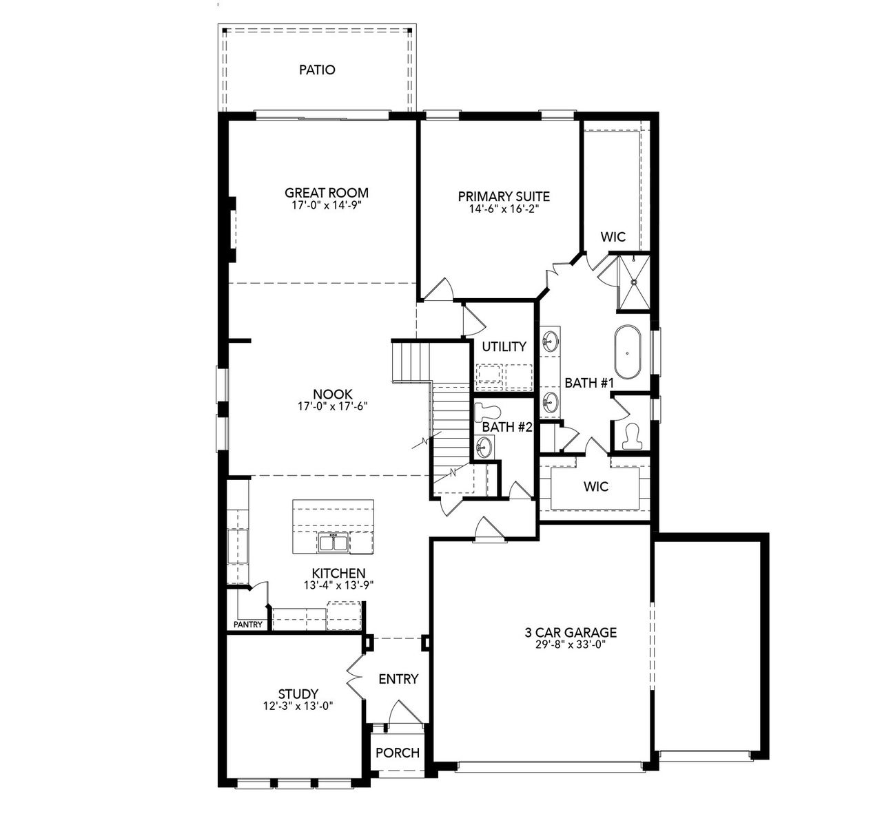 2D floor plan layout of this home in Rio Vista at Kelly Ranch, Aledo, TX (Image 2).