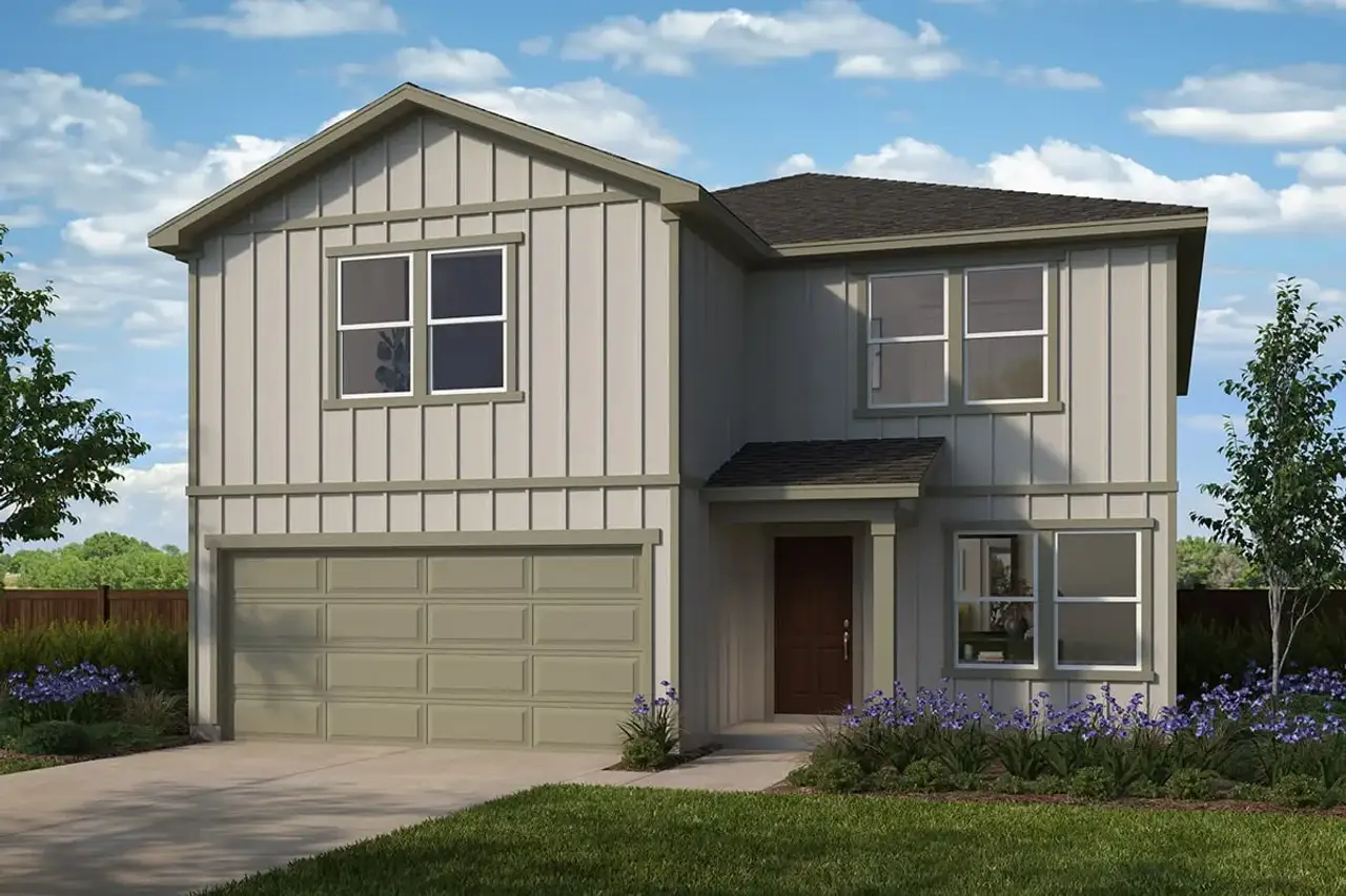 Representative exterior photo of a completed home built from the 2898 by KB Home in Espino Trails, San Antonio, TX (Image 2).