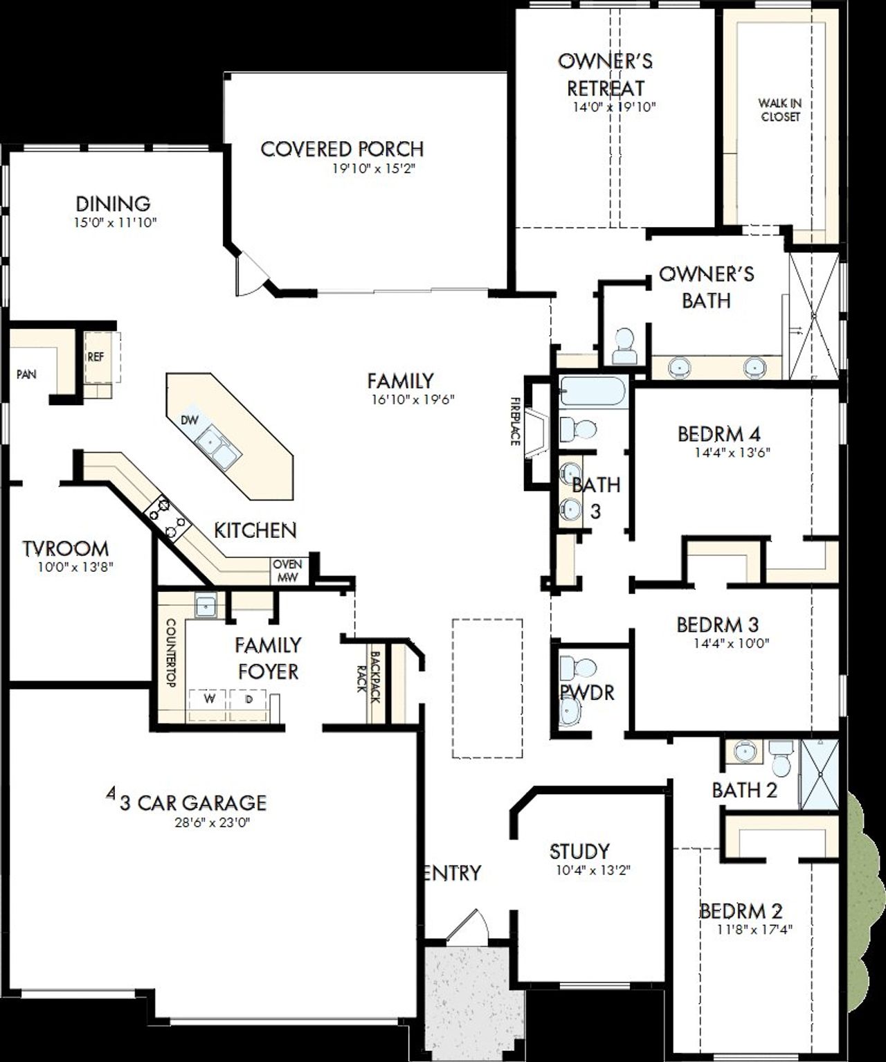 2D floor plan layout of this home in Whyburn Manor Series, Flower Mound, TX (Image 2).