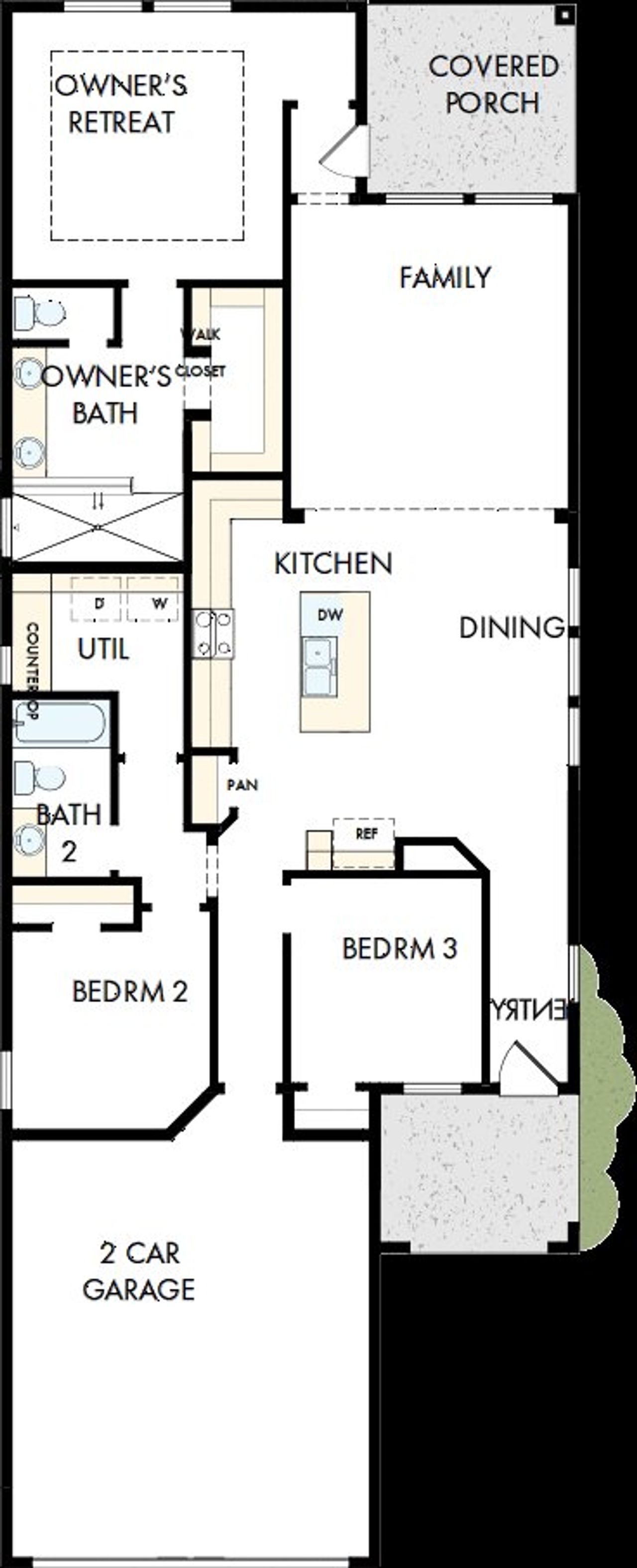 2D floor plan layout of this home in The Highlands 40', Porter, TX (Image 2).