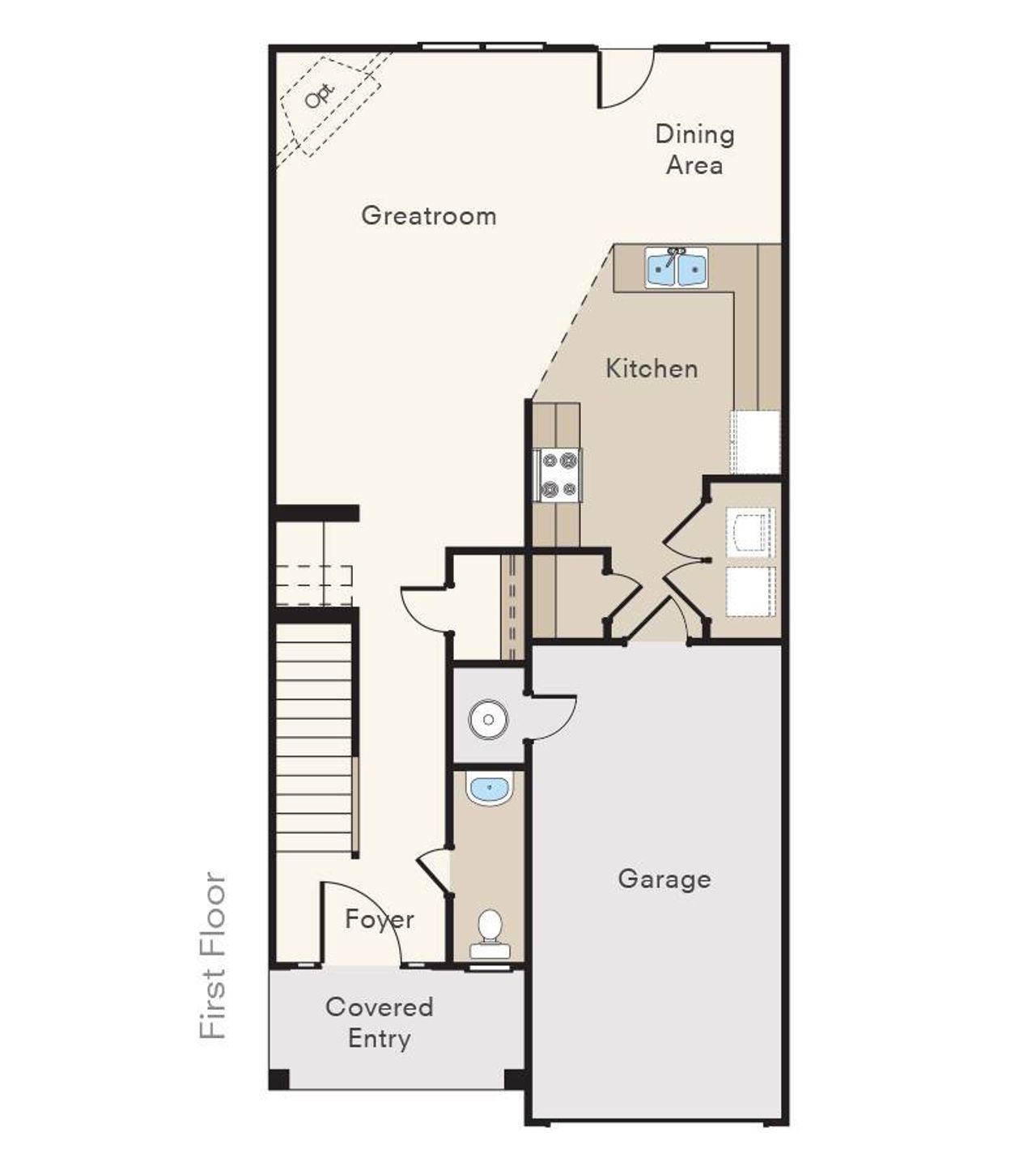 2D floor plan layout for the Americus by Peachtree Building Group in Benton Woods, Covington, GA (Image 2).