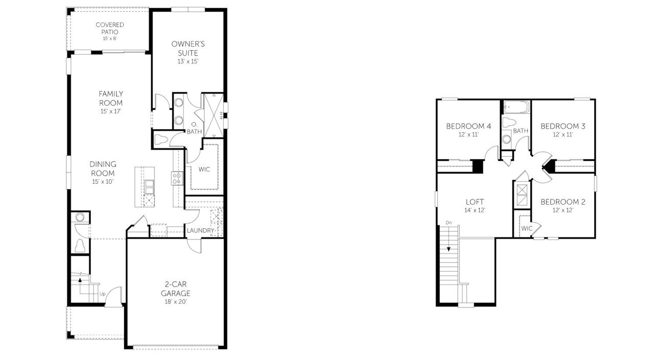 2D floor plan layout for the Magnolia - 45' Homesites by Dream Finders Homes in Waterlin, St. Cloud, FL (Image 2).