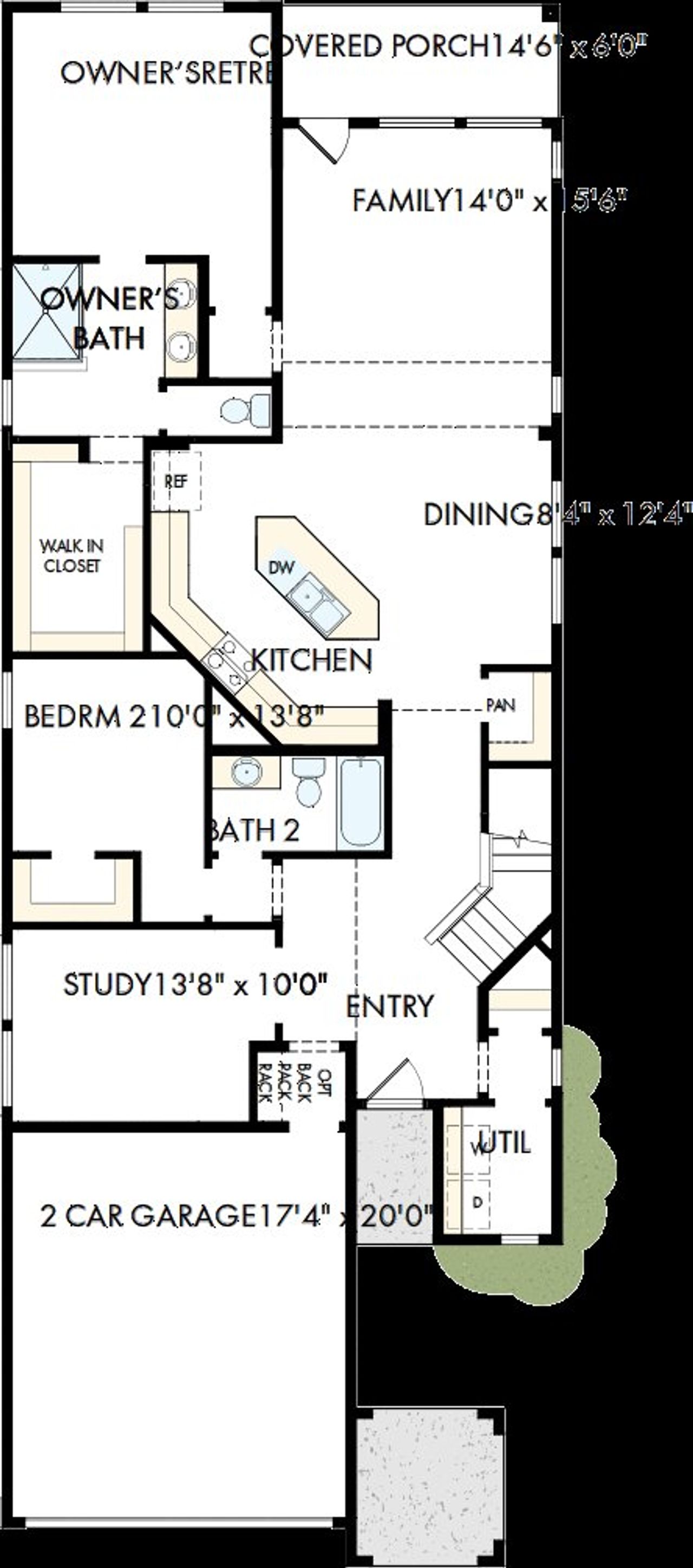 2D floor plan layout of this home in Creekshaw – Gardens, Royse City, TX (Image 2).