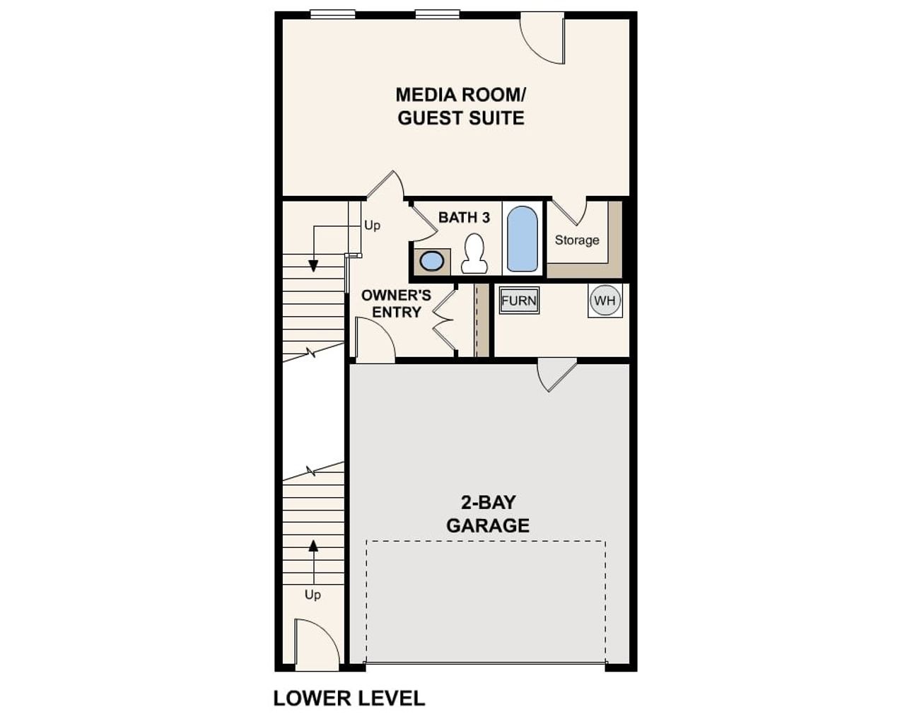 2D floor plan layout of this home in Front Load Townhomes at Waterstone, Sherrills Ford, NC (Image 2).