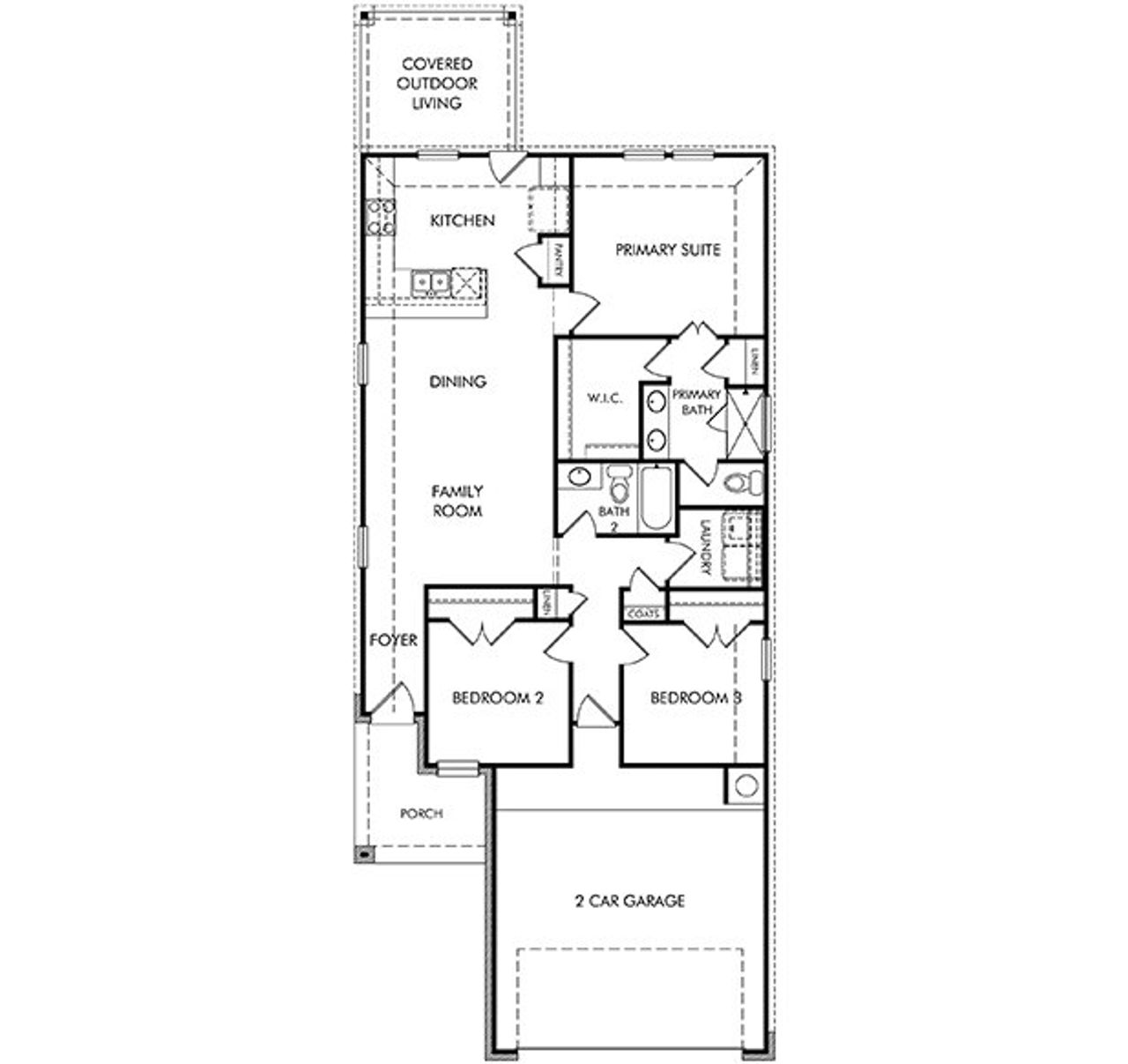 2D floor plan layout of this home in Travena - Americana Collection, Georgetown, TX (Image 2).