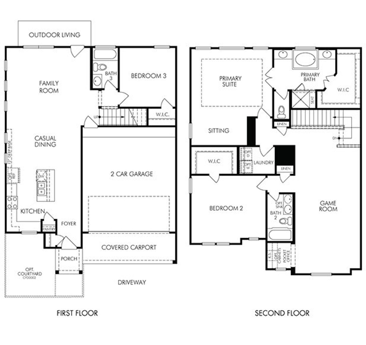 2D floor plan layout for the The Haven (2204) by Meritage Homes in Spring Brook Village - Luxe Series, Houston, TX (Image 2). 2D floor plan layout for the The Haven (2204) by Meritage Homes in Spring Brook Village - Luxe Series, Houston, TX (Image 2).