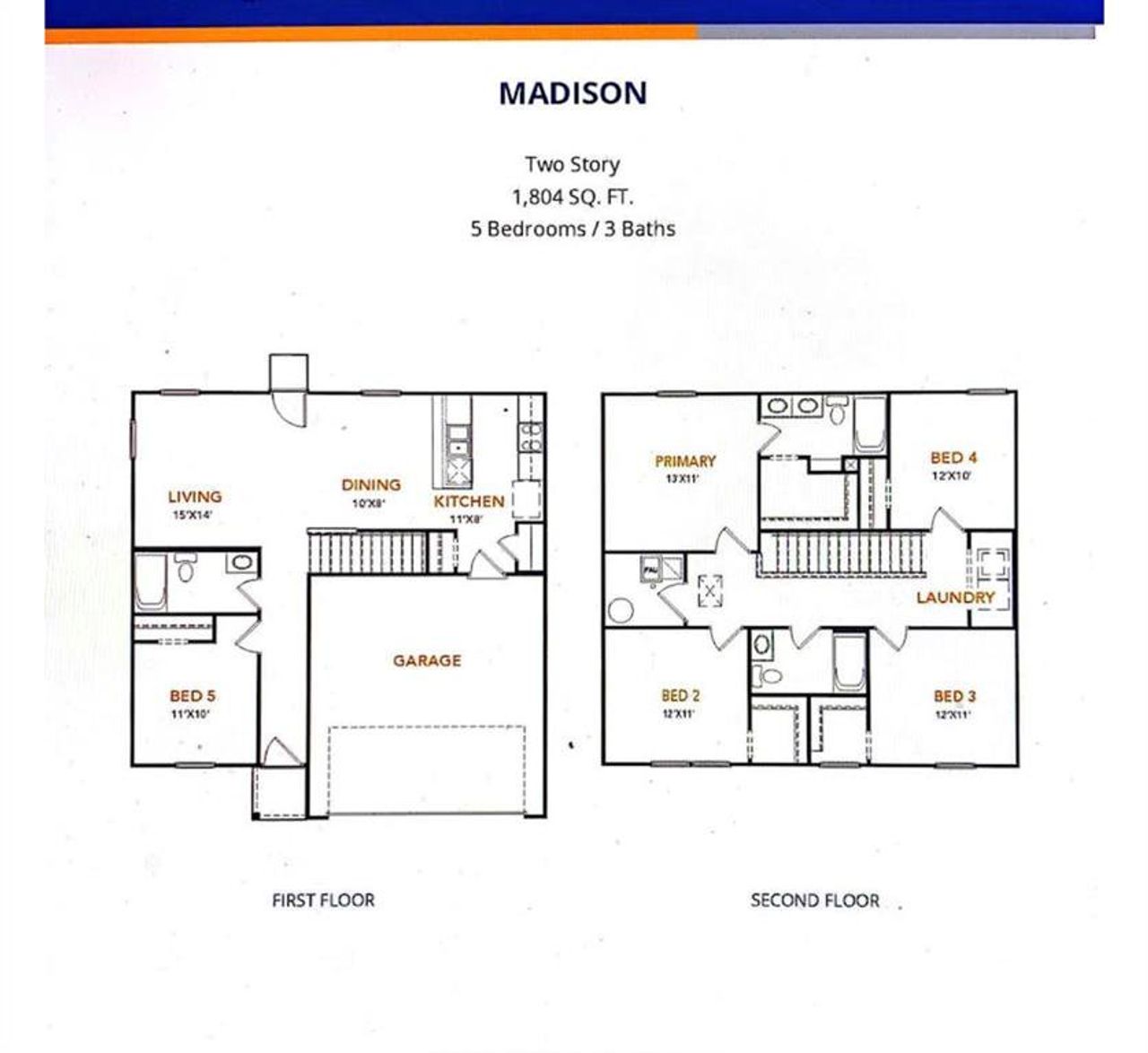 2D floor plan layout of this home in Victory Estates, Mabank, TX (Image 2).