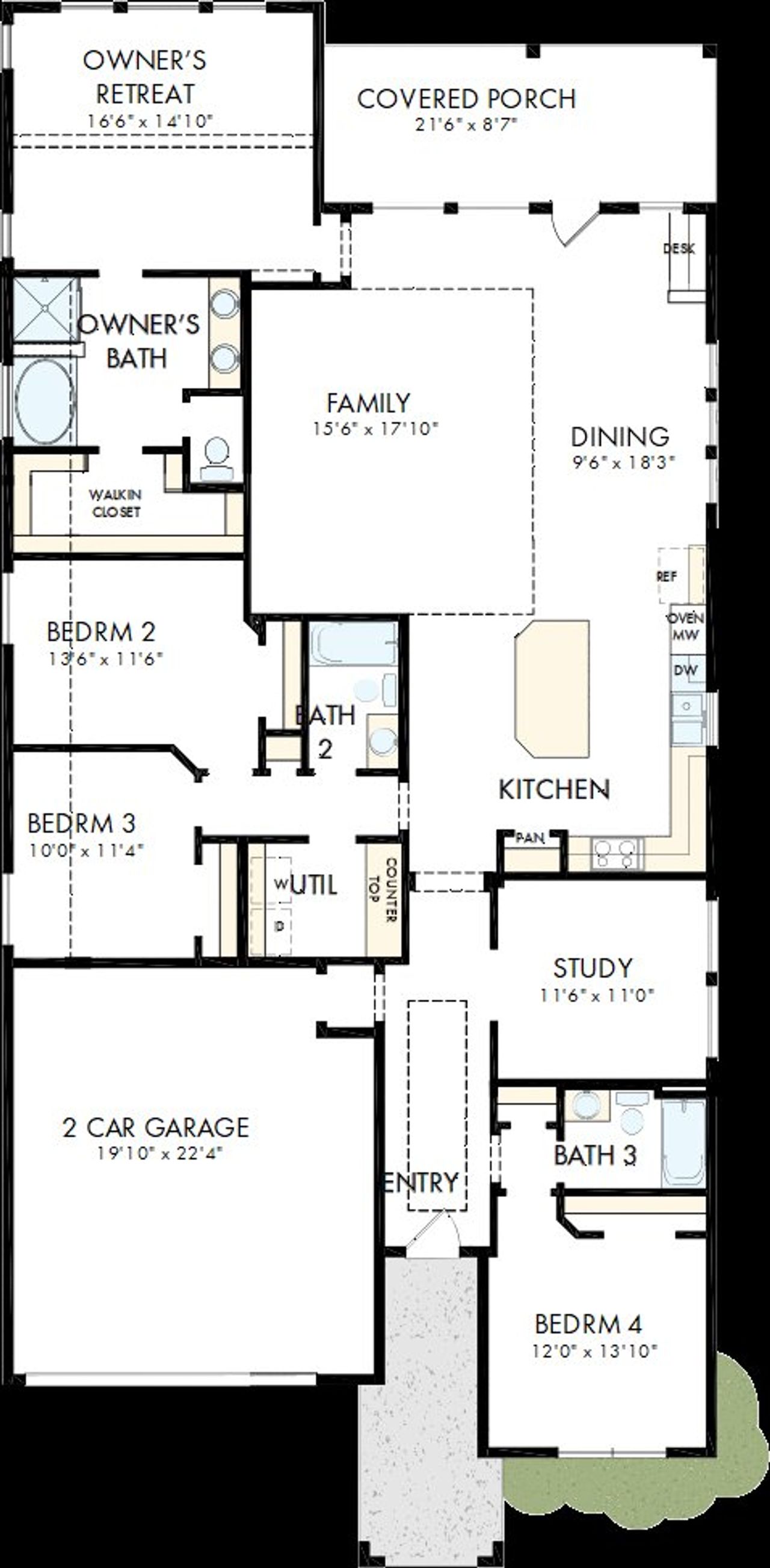 2D floor plan layout of this home in Mustang Lakes, Celina, TX (Image 2).