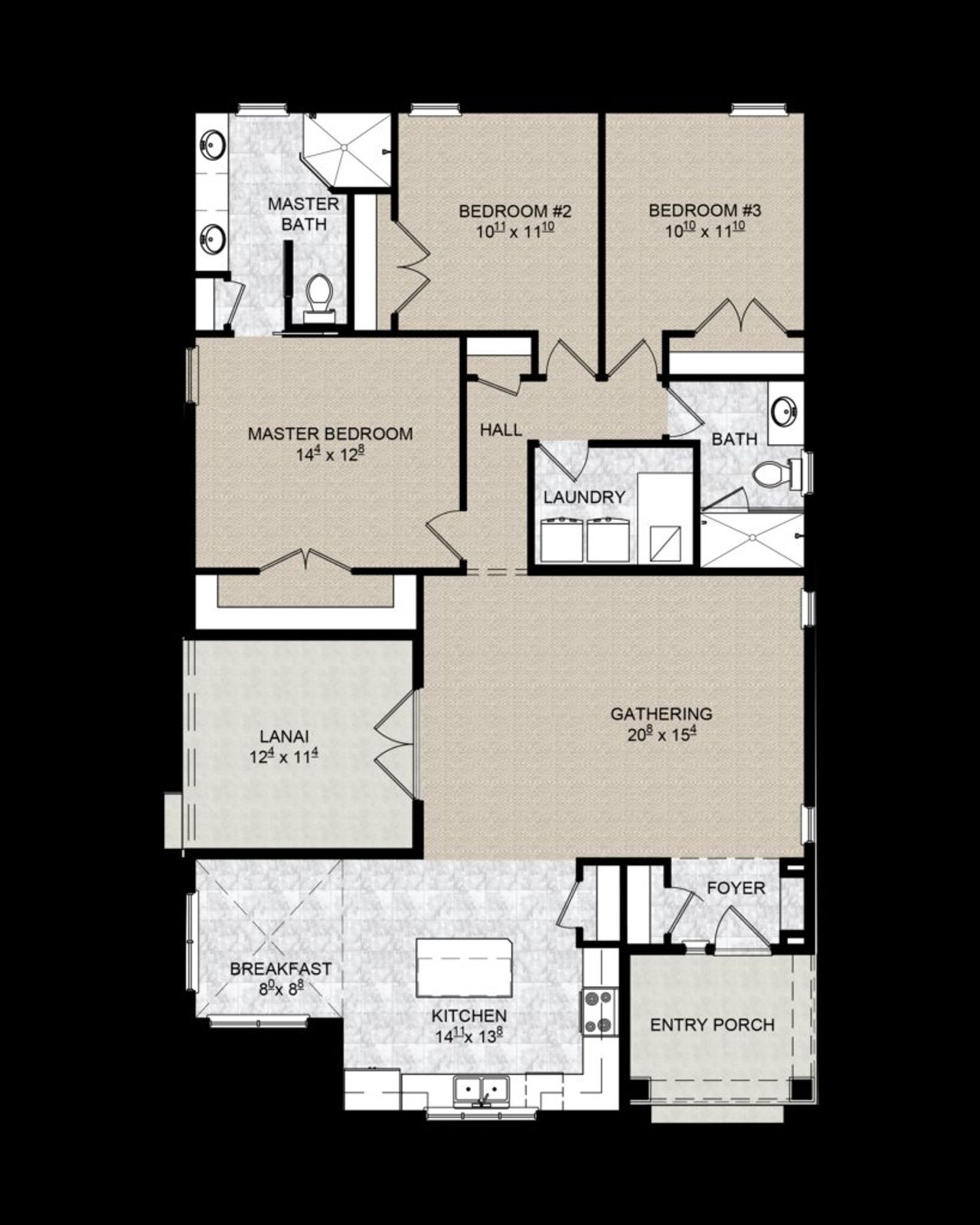 2D floor plan layout for the The Wilmington by Gallery Homes in Azalea Walk, Deland, FL (Image 2). 2D floor plan layout for the The Wilmington by Gallery Homes in Azalea Walk, Deland, FL (Image 2).